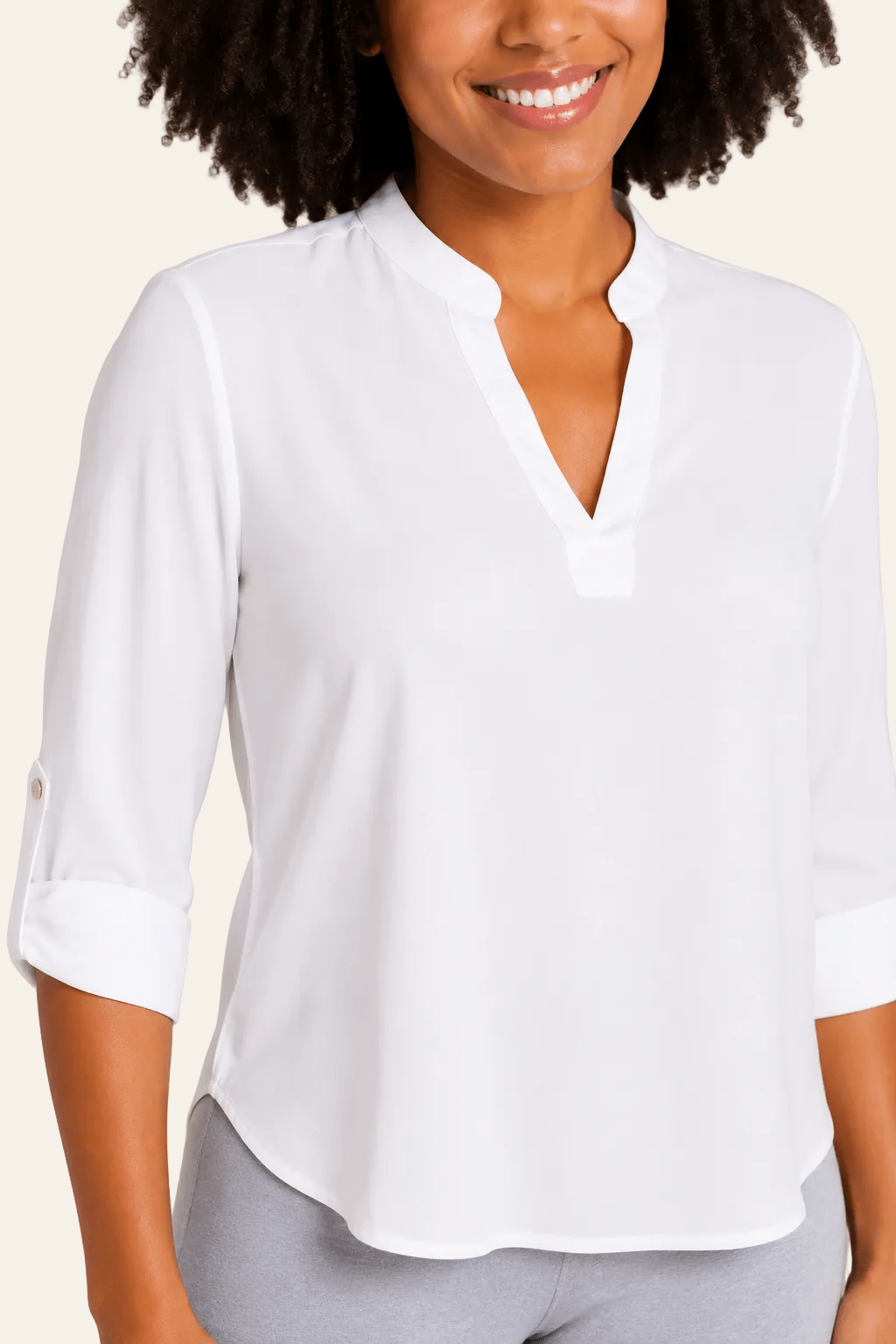 Viscose blouse met v-hals
