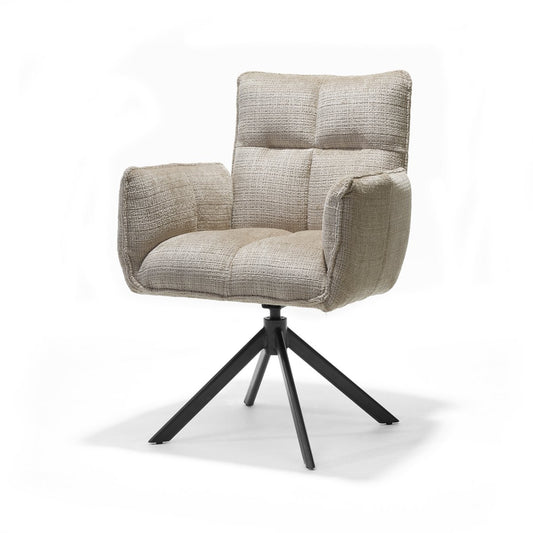 Luxueuze draaibare armstoel in beige bekleding