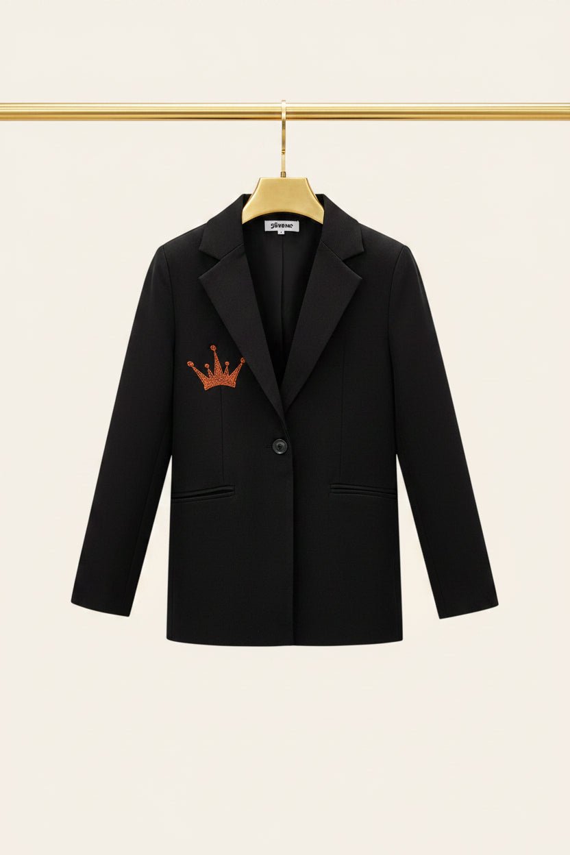 Polyester Vrouwen Suit Jas Kroon Borduurwerk