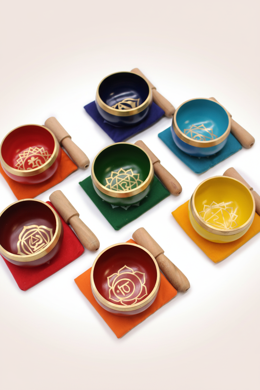 7 Chakra Singing Bowls Balanced Background
