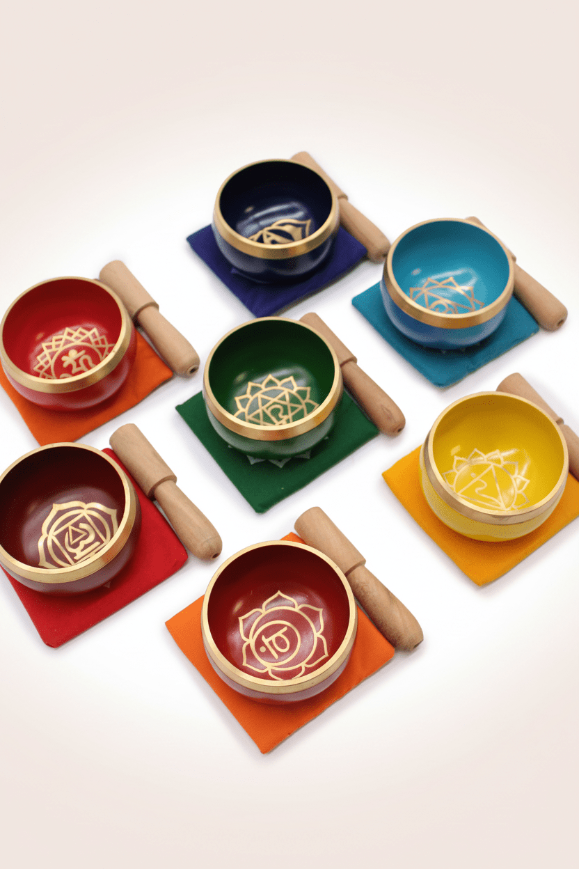 7 Chakra Singing Bowls Balanced Background