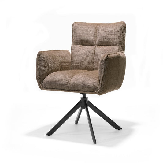 Luxueuze draaibare armstoel in taupe bekleding