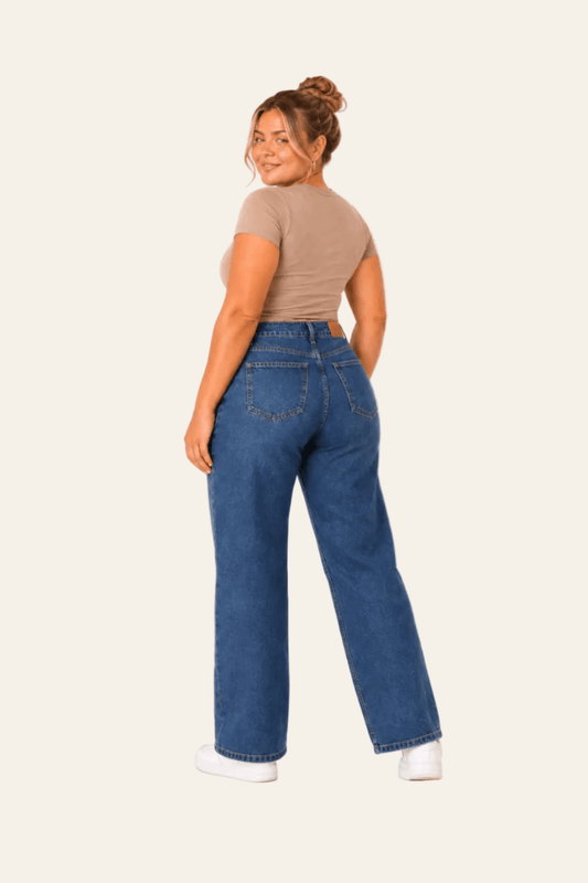 Stylish high-waisted wide-leg women's jeans