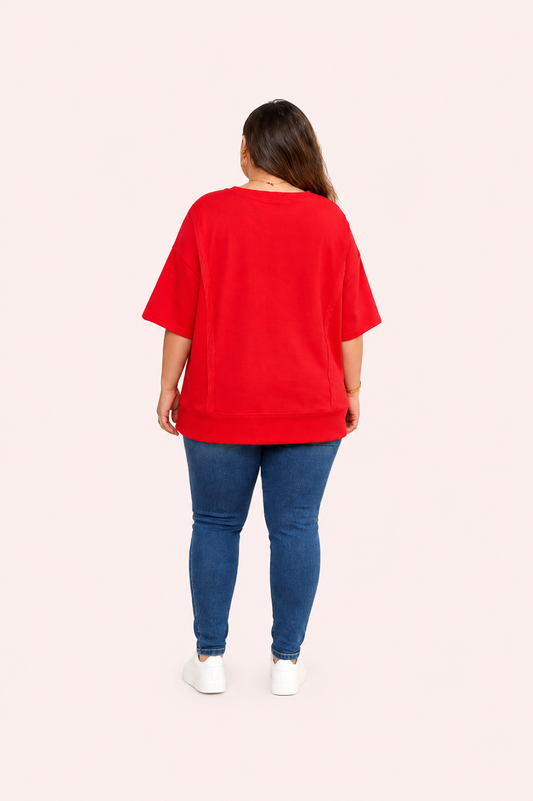 Vuurrode top met V-hals