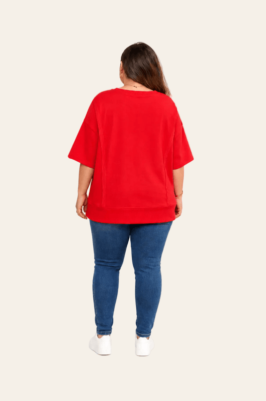 Vuurrode top met V-hals
