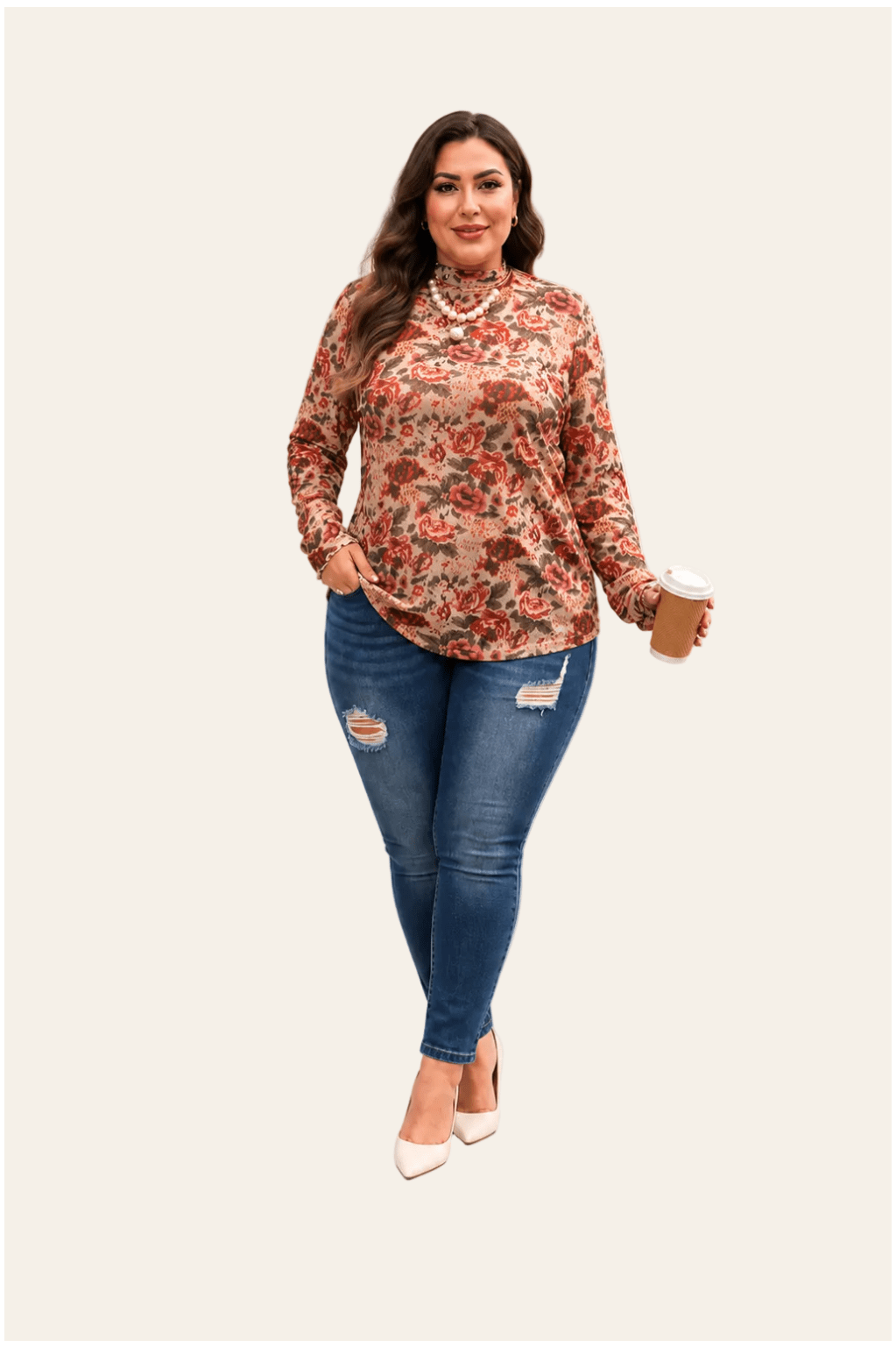 Top rosa con flores