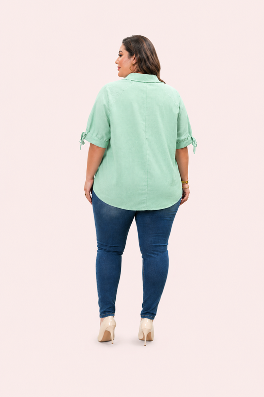 Mintgroene gestreepte blouse