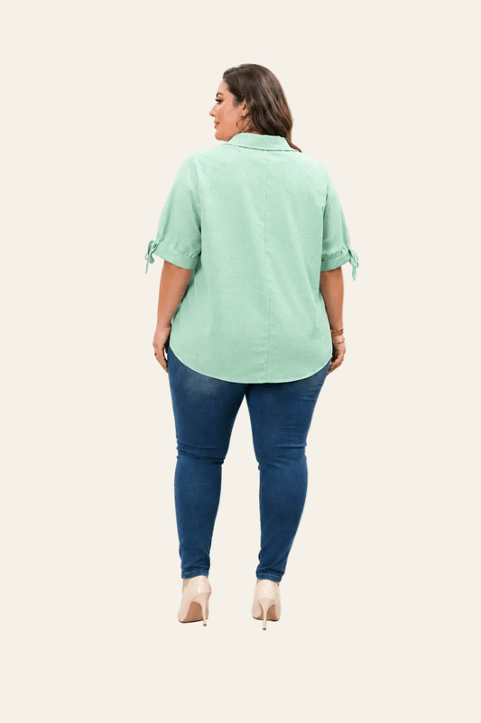 Mintgroene gestreepte blouse
