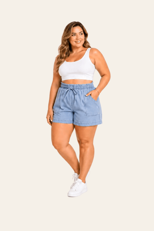 Blauwe denim short met hoge taille