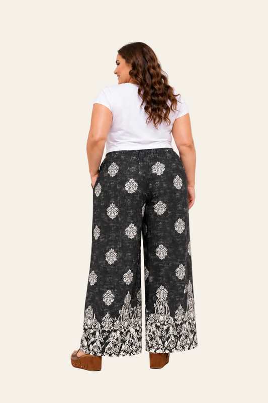 Zwarte broek met geometrische etnische print