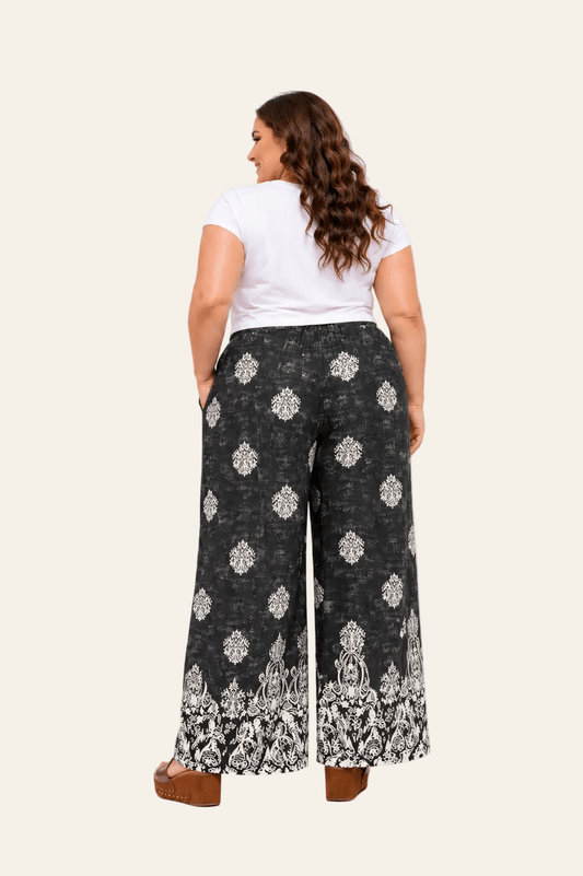 Zwarte broek met geometrische etnische print