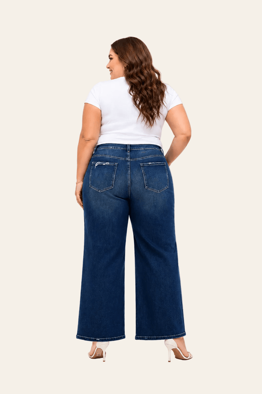 Stonewash blauwe jeans met hoge taille