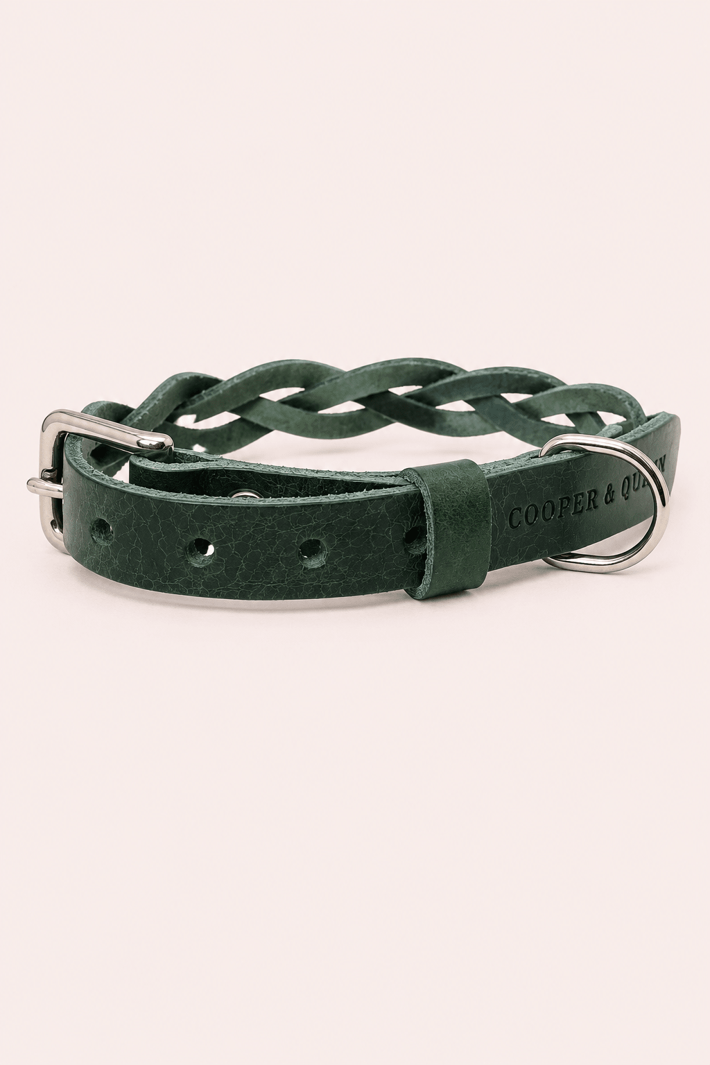 Verdraaide halsband groen hoogwaardige afwerking LMA Animal Store
