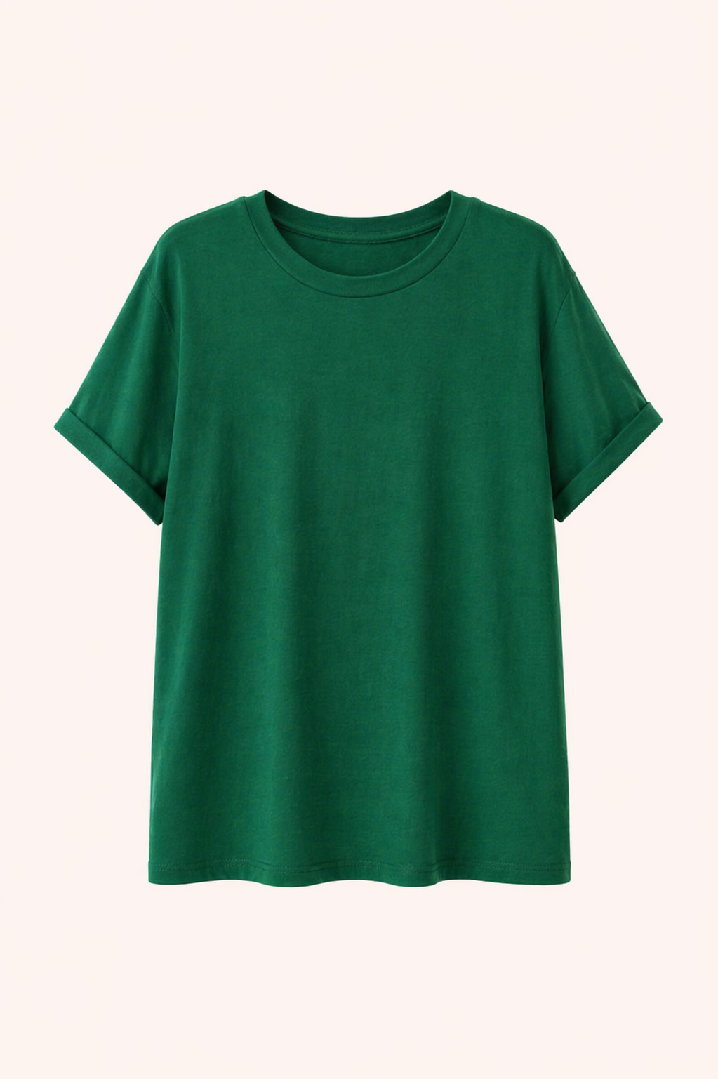 Donkergroen T-shirt met ronde hals