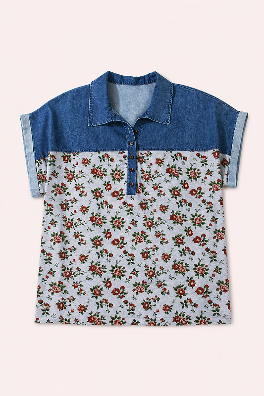 Polo met retro bloemenprint