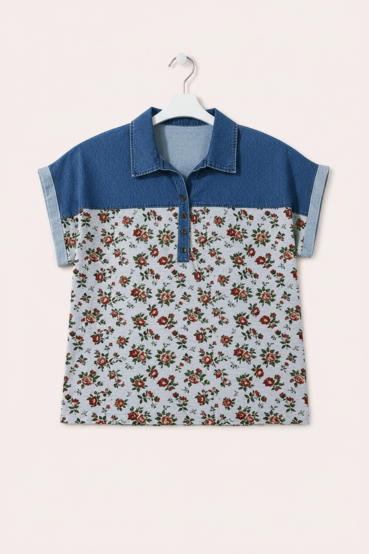 Polo met retro bloemenprint