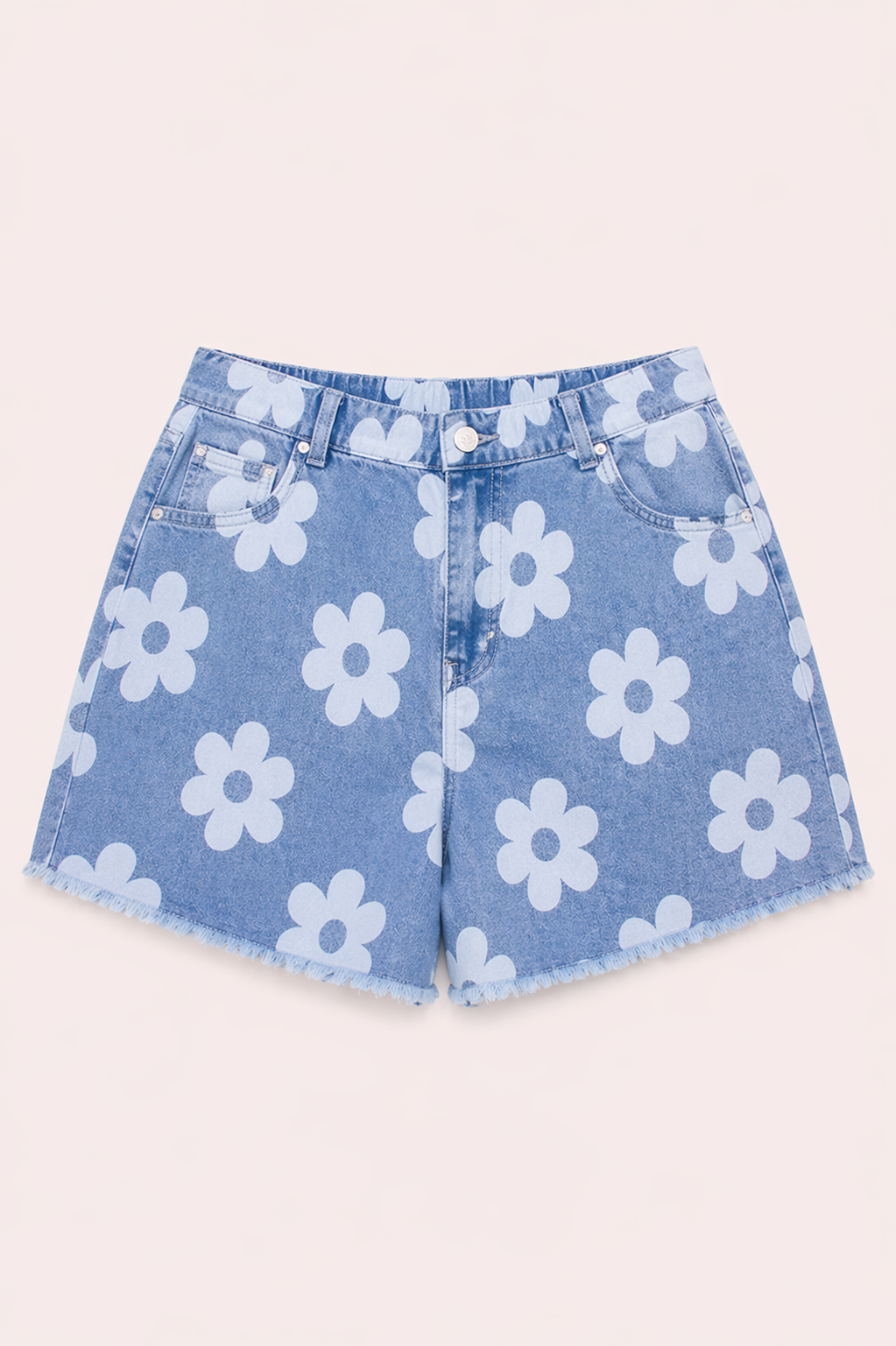 Denim short met bloemenprint