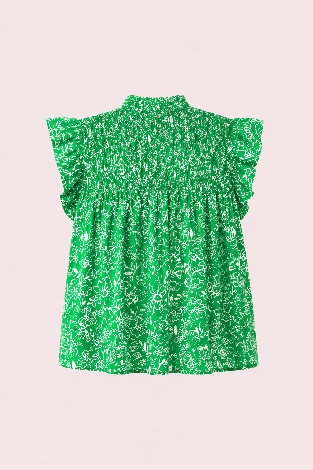 Blusa floral verde con mangas mariposa