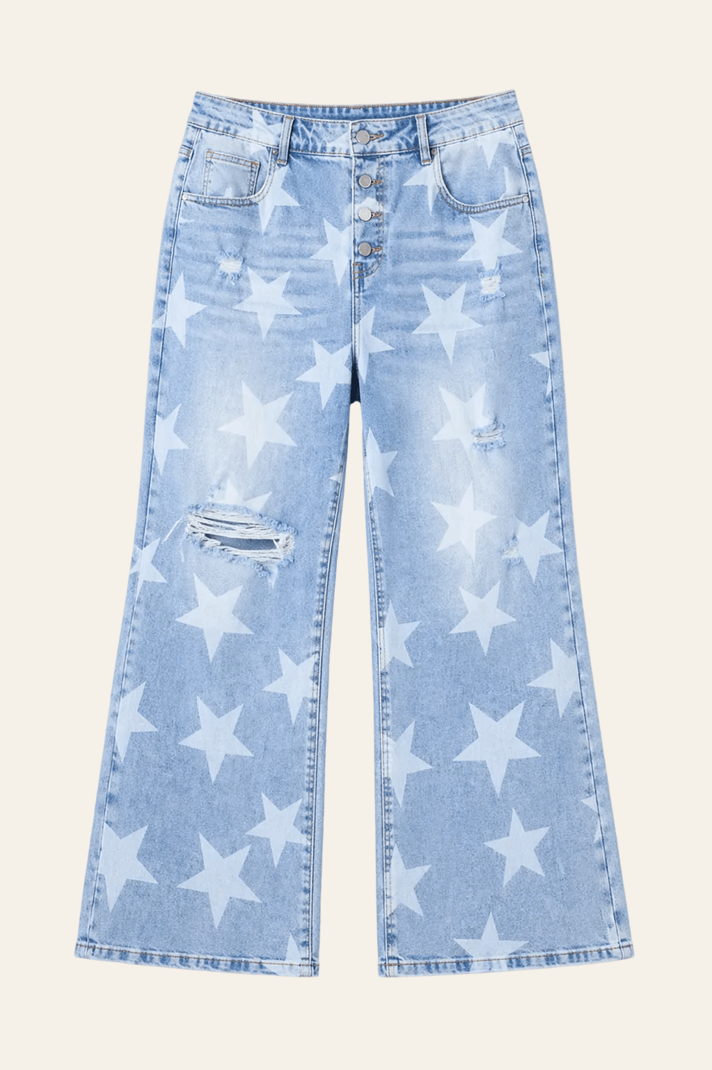Vaqueros azul claro con estampado de estrellas