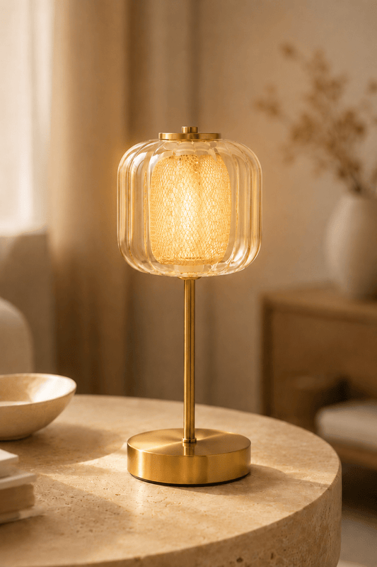 Lámpara de mesa LED inalámbrica de cobre regulable recargable por USB