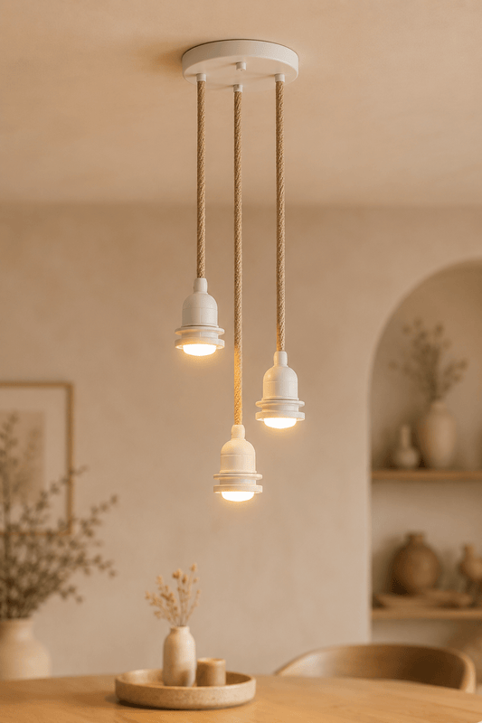 Lámpara de techo armadura blanco natural con 3 cables