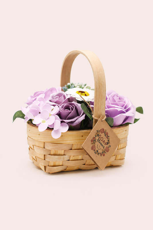 Medium Lilac Bouquet in Wicker Basket