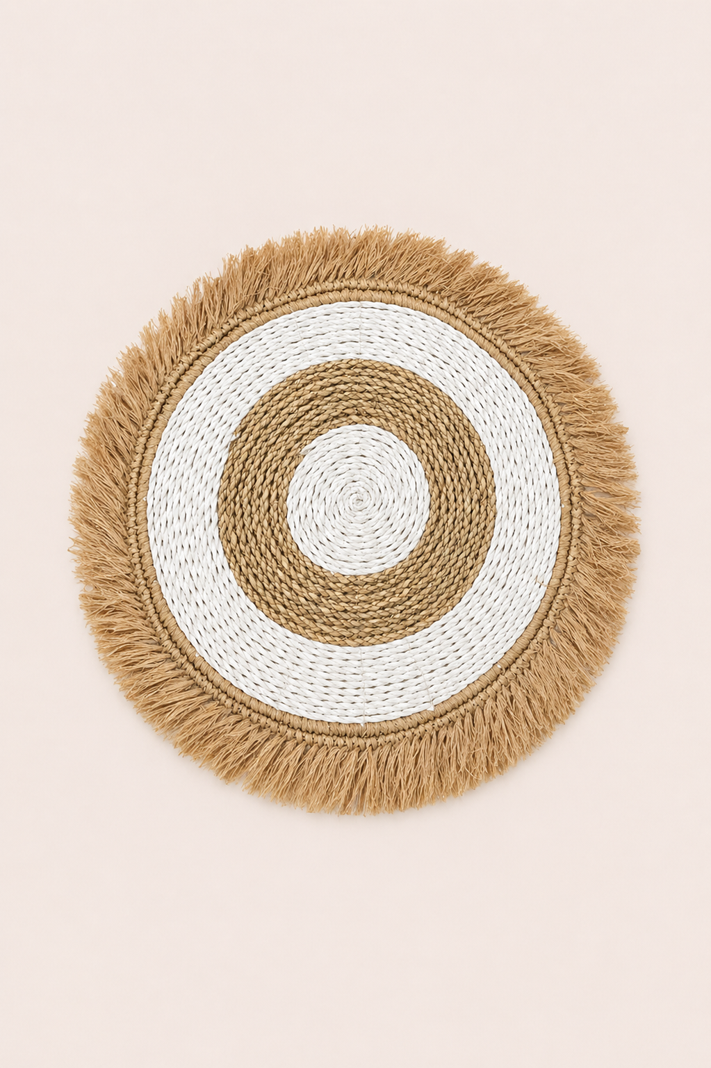 Placemat zeegras en raffia naturel wit
