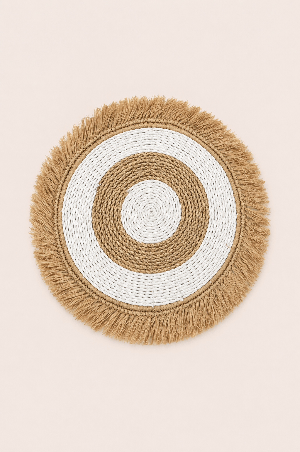 Individual de sisal y rafia natural blanco