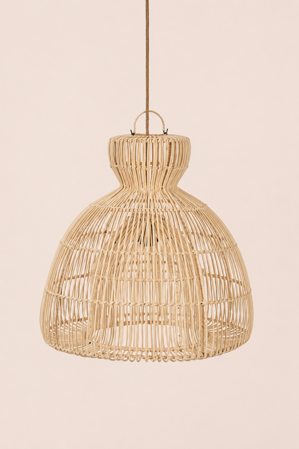 Rotan hanglamp naturel sculpturaal