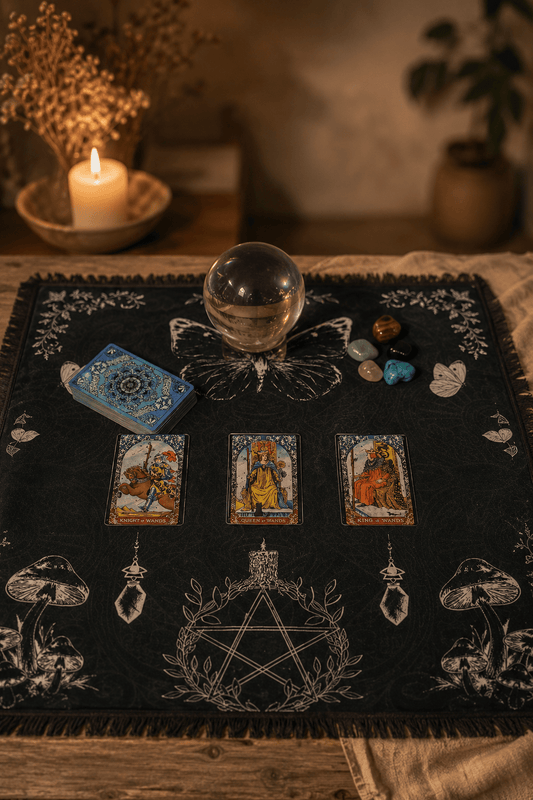 Nappe de tarot vieille sorcière 75x75 cm