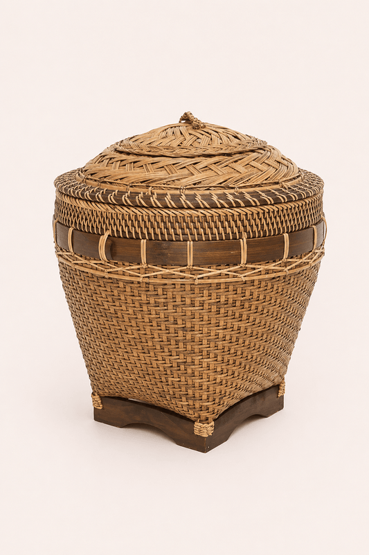 Rotan opbergmand naturel bruin met patroon