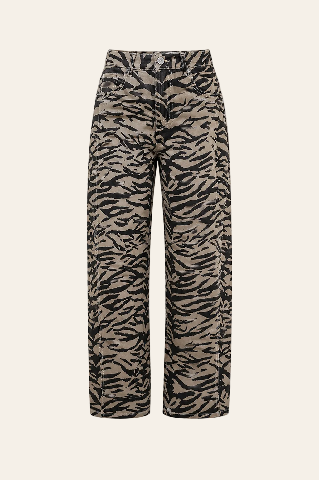 Jeans met zebraprint en wijde pijpen