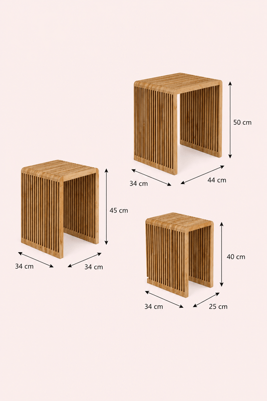 Mica Decorations Yonker Bijzettafel Set van 3 – Bruin Gerecycled Teak