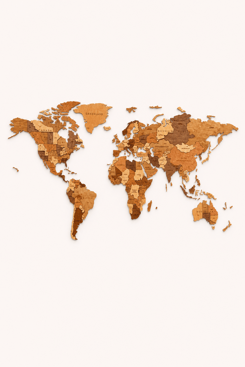 Mapa mundial de madera de pared tipo puzle