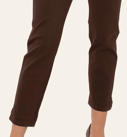 Damesbroek met hoge taille, strikceintuur en enkellange pijpen