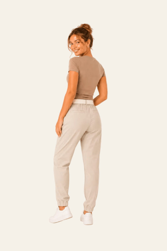 Damesbroek van corduroy met hoge taille