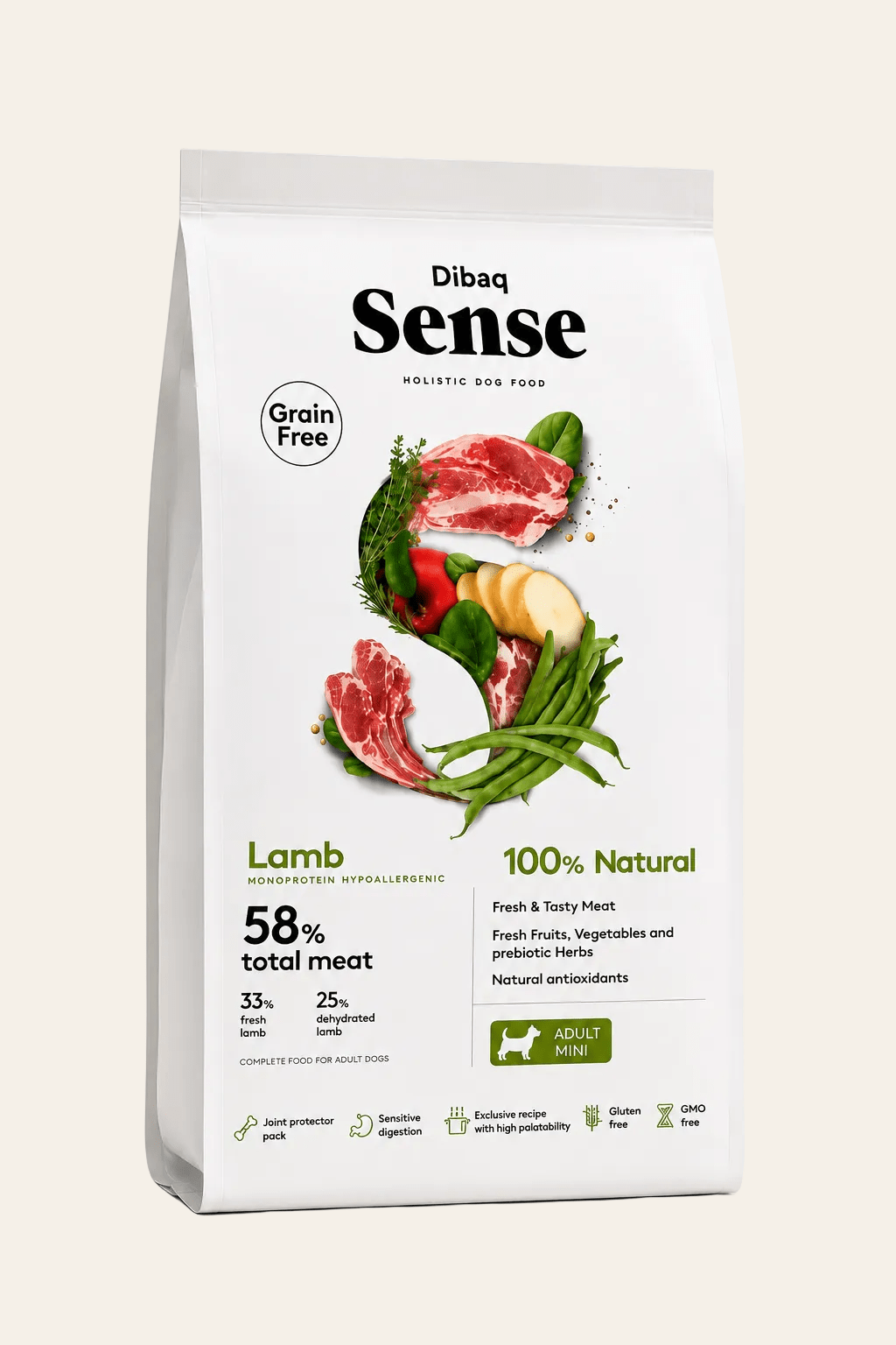 Dibaq Sense mini lam graanvrij hondenvoer 2kg