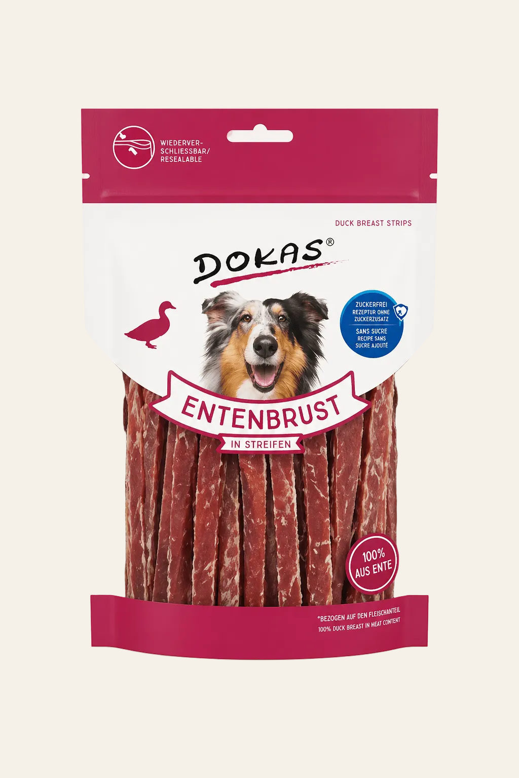 Dokas eendenborst reepjes natuurlijke hondensnack 250g