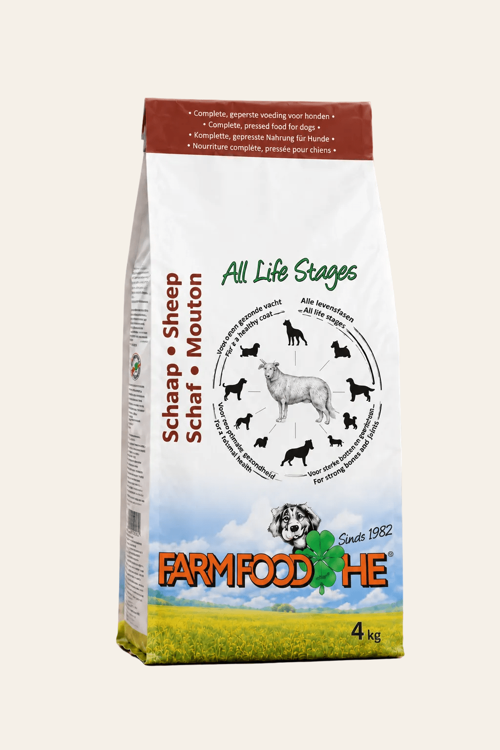 Farm Food HE Schaap 4 kg, complete geperste hondenvoeding met schapenvlees voor honden van alle rassen en verschillende leeftijden