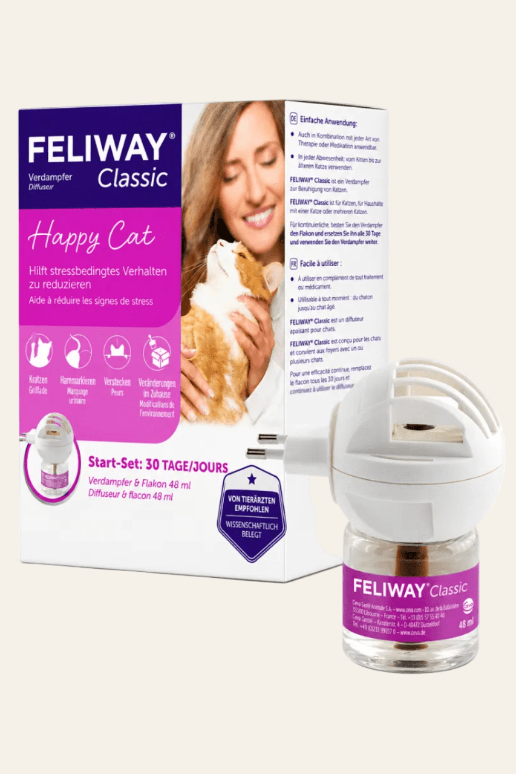 Feliway classic happy home kalmerende diffuser start 48ml hoogwaardige afwerking voor katten | LMA Animal Store