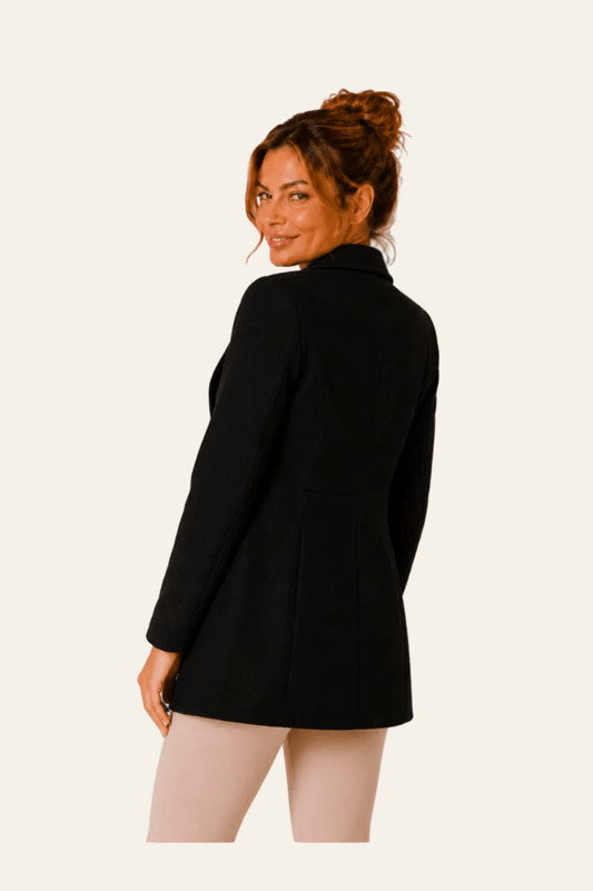 Figl elegante halflange dames jas met een schuine ritssluiting