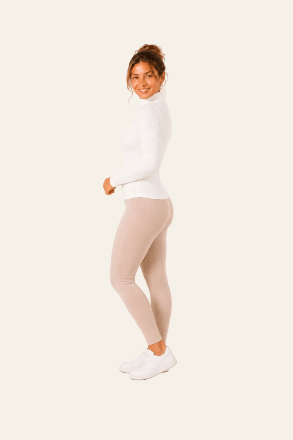 Pull côtelé classique à manches longues pour femme
