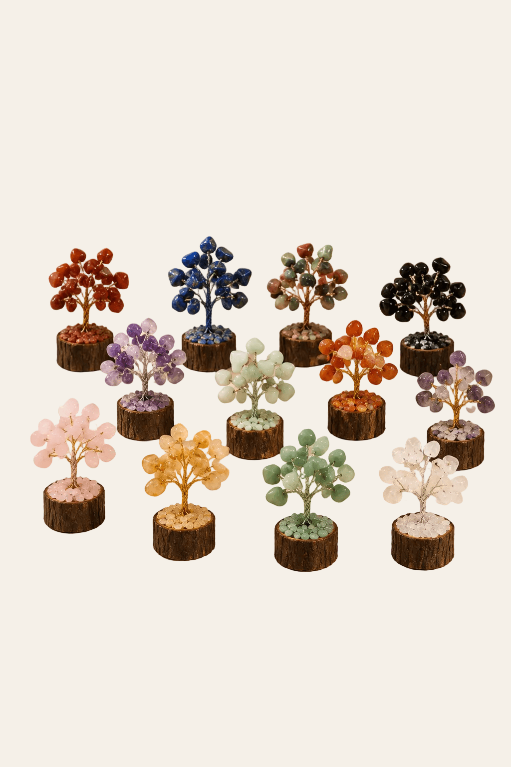 Giftbox met 12 Edelsteenboompjes – 6 cm