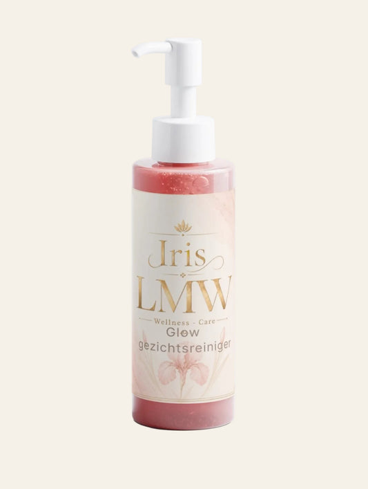 Iris LMW verpakking van zachte gezichtsreiniger voor een natuurlijke glow met zichtbaar etiket.