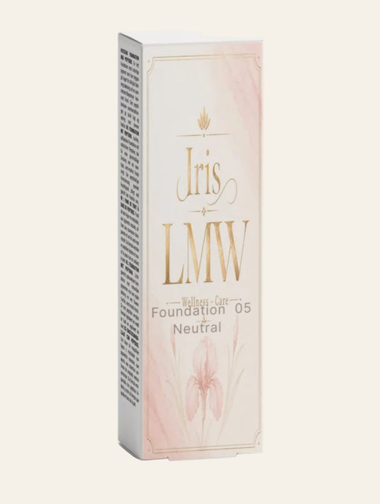 Iris LMW verpakking van foundation tint 05 neutraal als vooraanzicht.