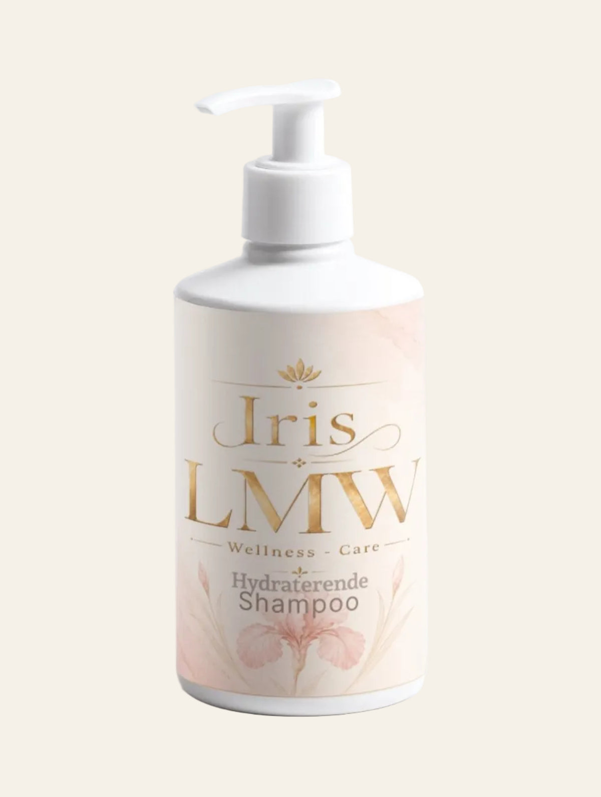 Iris LMW fles hydraterende shampoo met zichtbaar productetiket.