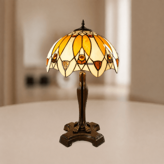 Tiffany tafellamp art deco beige oranje