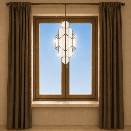 Tiffany glaspaneel 23x50 cm wit grijs glas glaskunst
