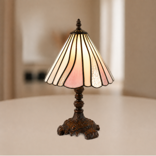 Tiffany Tafellamp Ø 20x34 cm Roze Beige Glas Tiffany Bureaulamp
