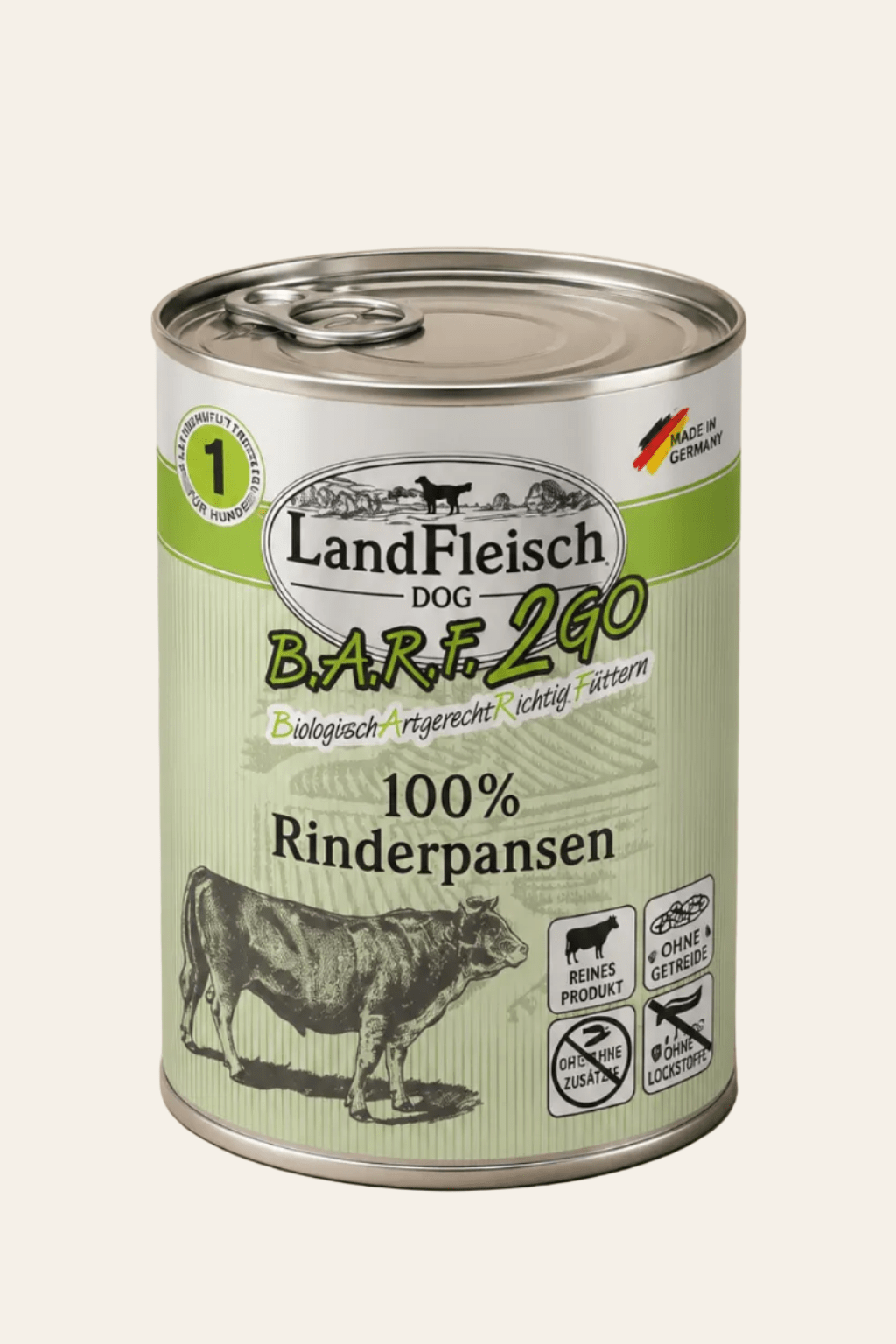 Landfleisch dog barf 2go 100% runderpens 6x400g